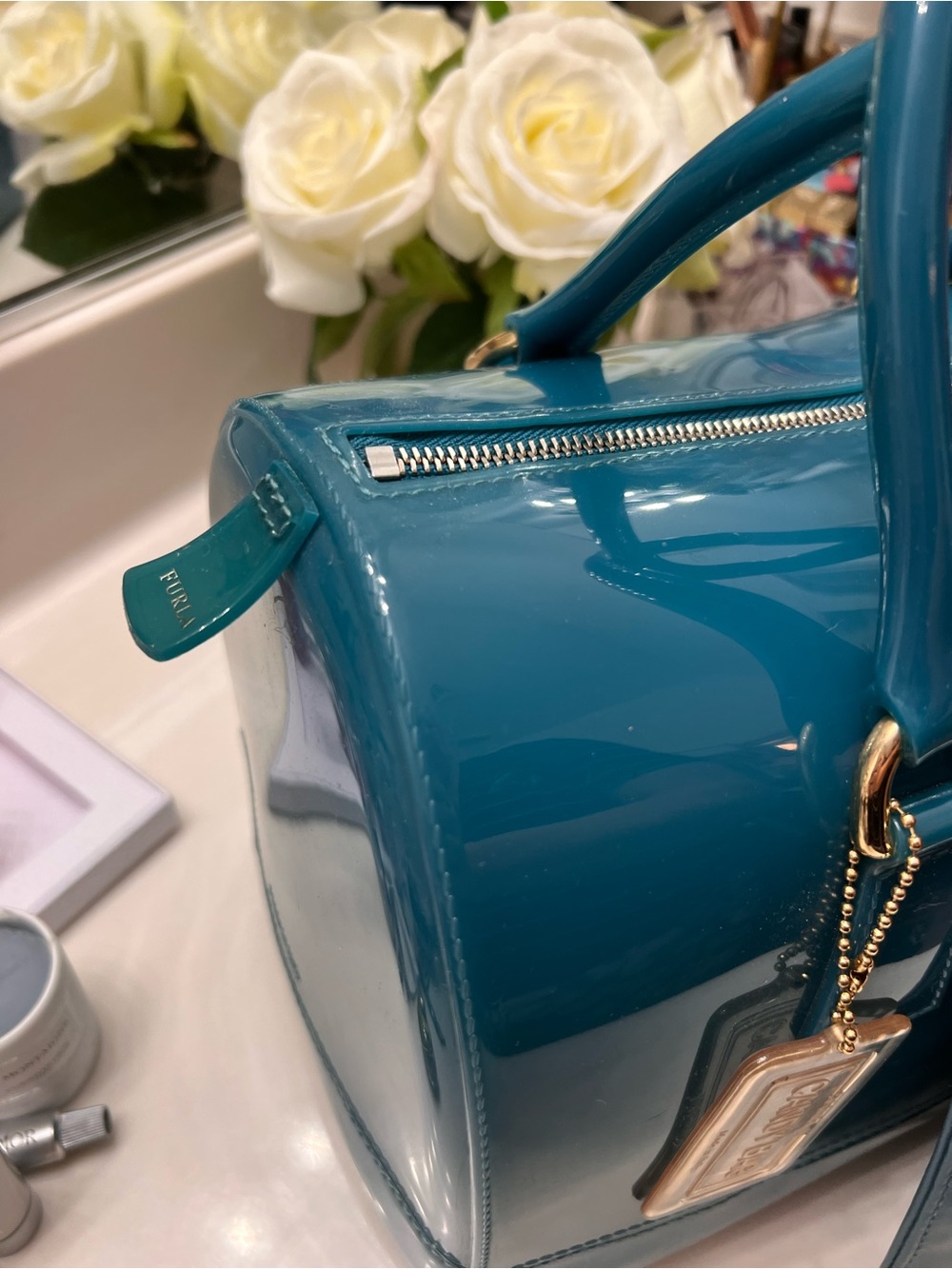 Furla Teal Jelly Bag with Pouch - Picture 4 of 16